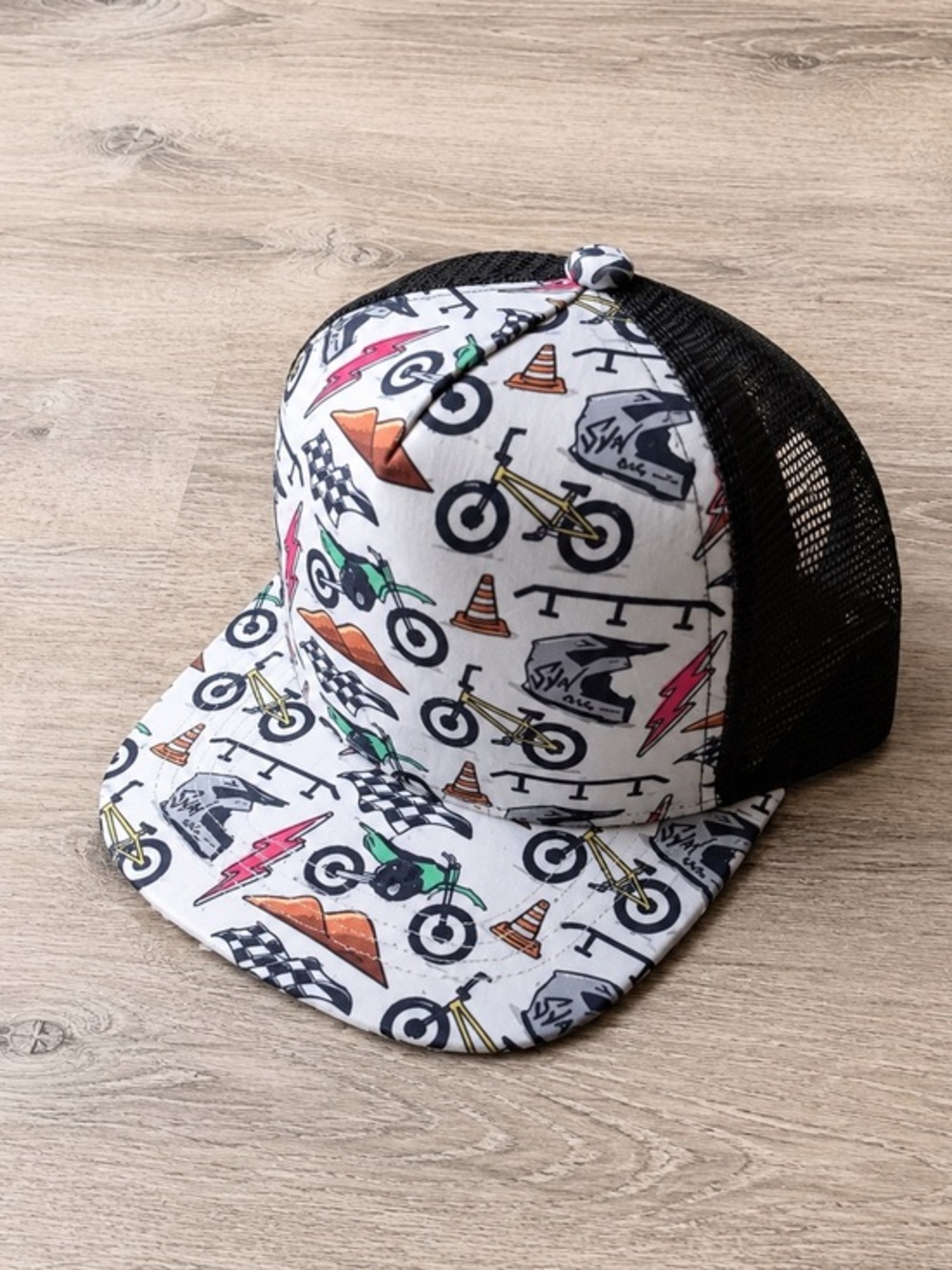 Strictly Wild Baby Trucker Hat 3-12M Snapback Toddler Cap Bike Print